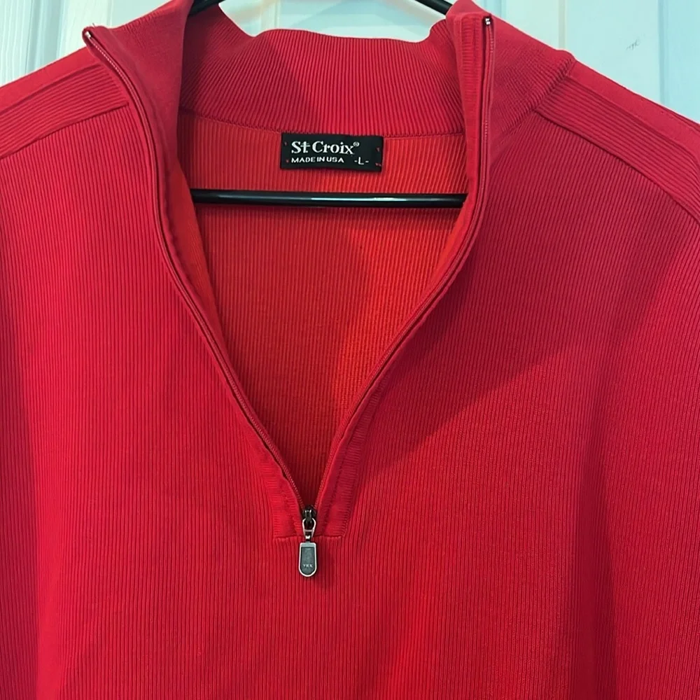 St Croix Men's Red Sweater made in USA USED size L - Picture 5 of 13